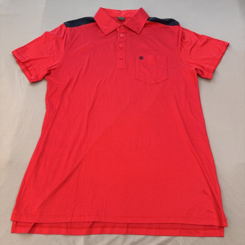 G/FORE Polo‎ Shirt Mens Large Red Shoulder Accent Golf Performance Pocket Logo